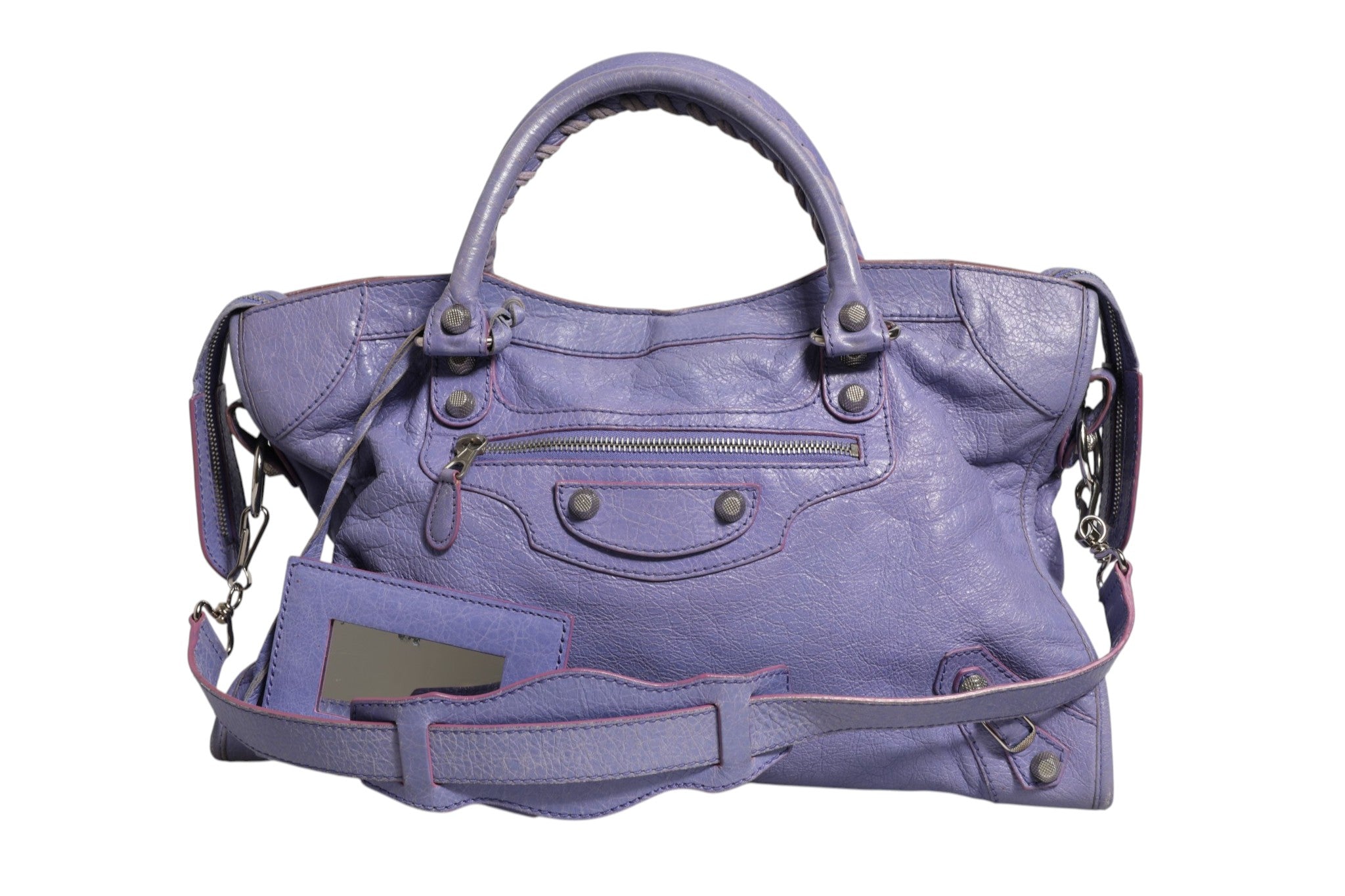 Balenciaga Purple Leather City Bag With Women's Hardware ( )