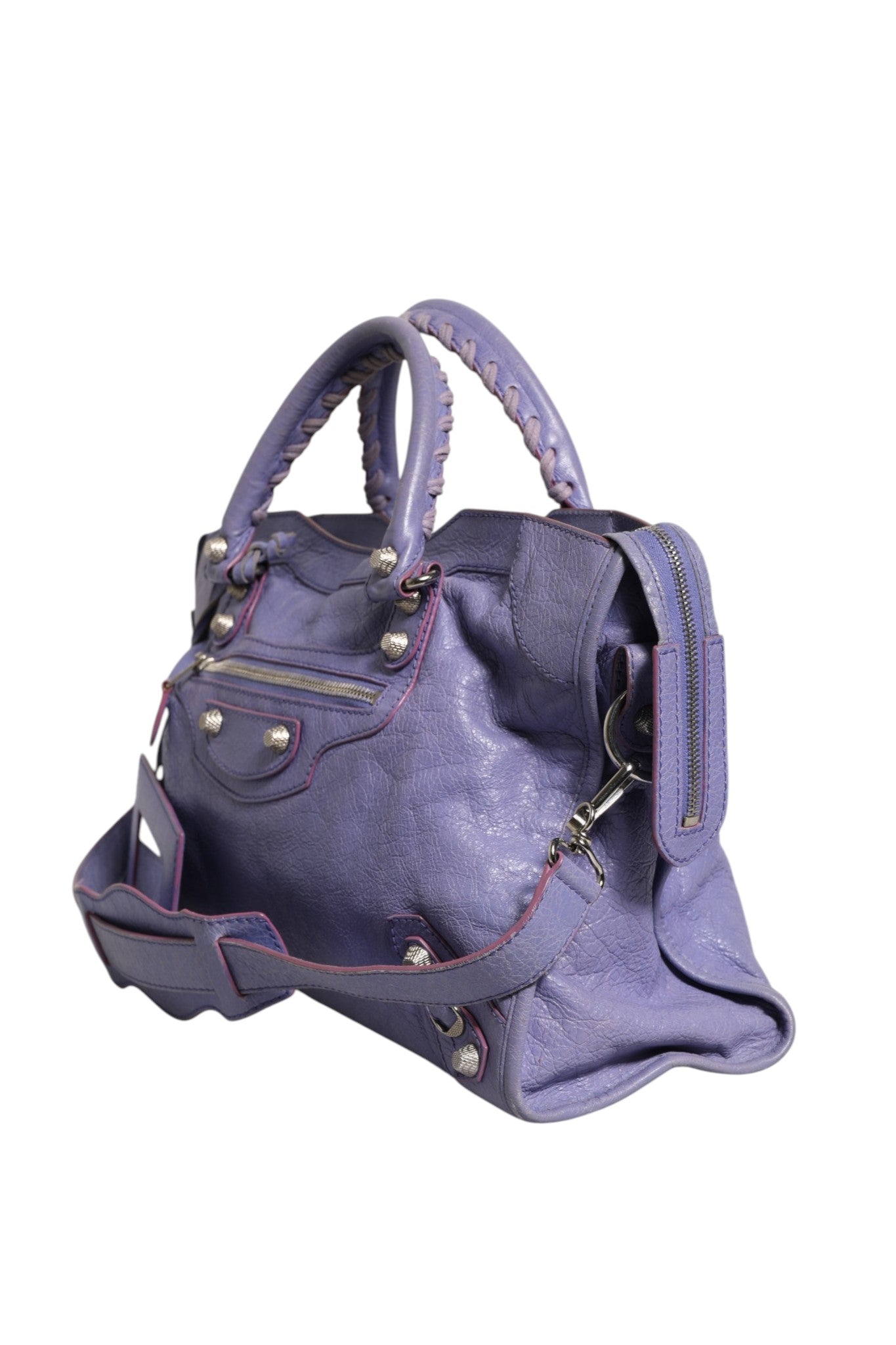 Balenciaga Purple Leather City Bag With Women's Hardware ( )