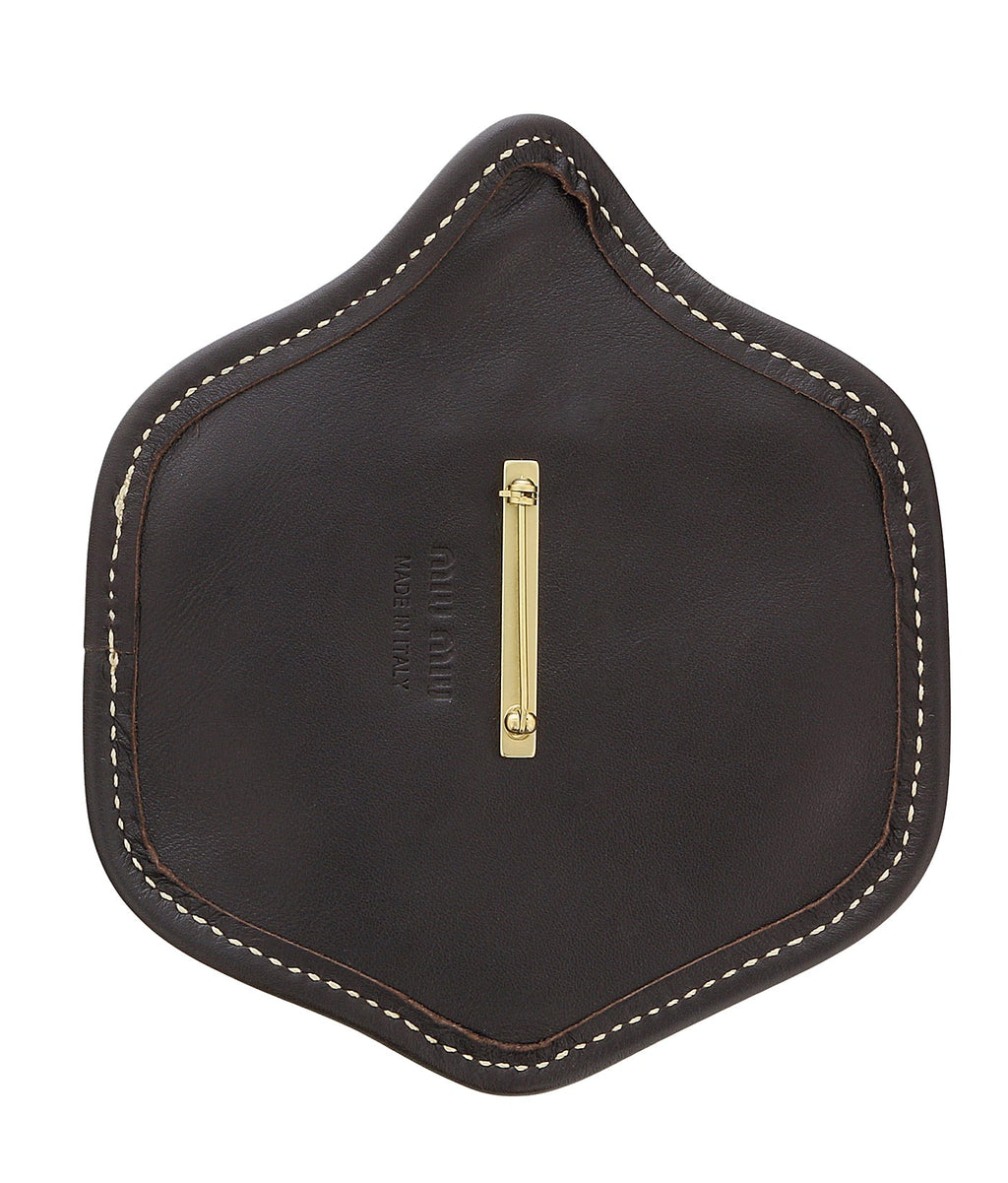Miu Miu Purple Suede Patch Tile Brooch Pin-One Size