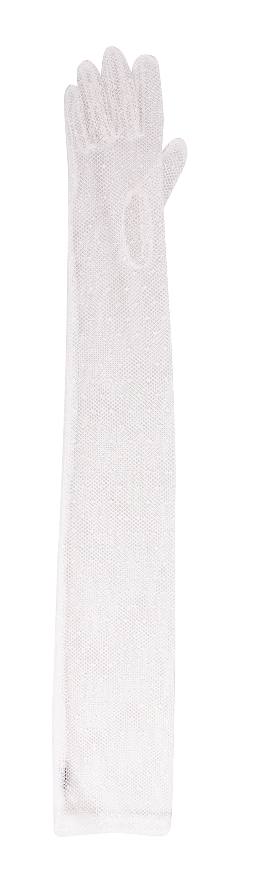 MIU MIU White Mesh Star Mid Arm Gloves-