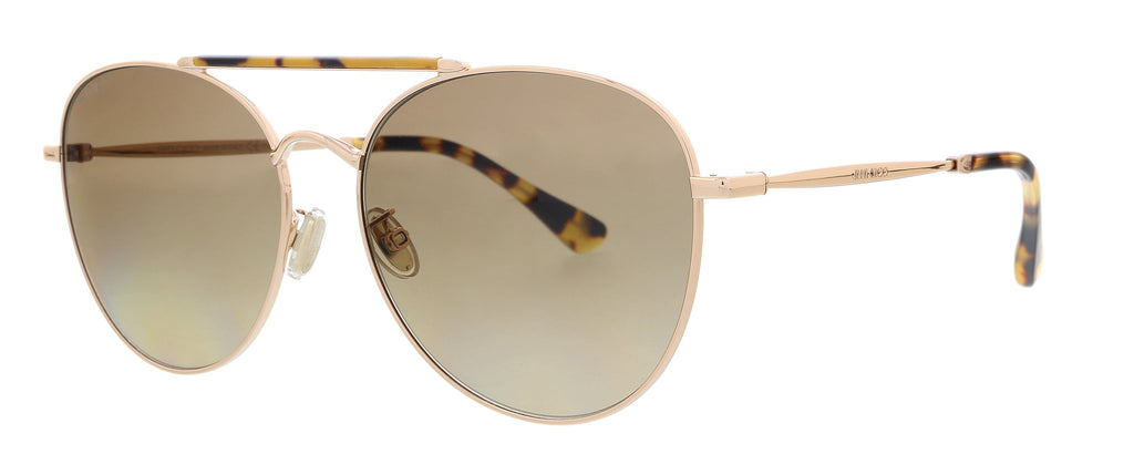 JIMMY CHOO Gold Havana Aviator ABBIEGS 006J HA Sunglasses