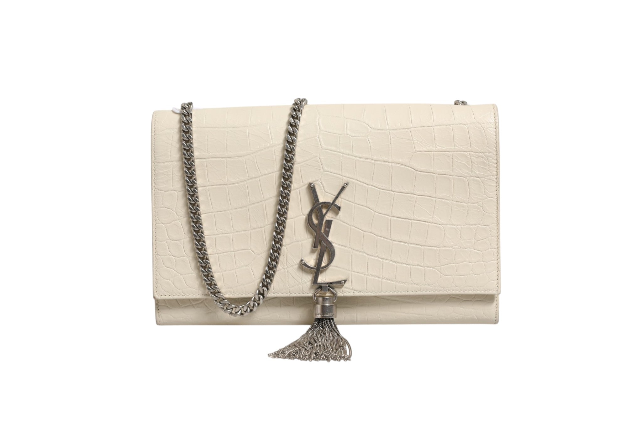 Saint Laurent Kate Tassel Small Croc-Embossed Women's Leather ( )