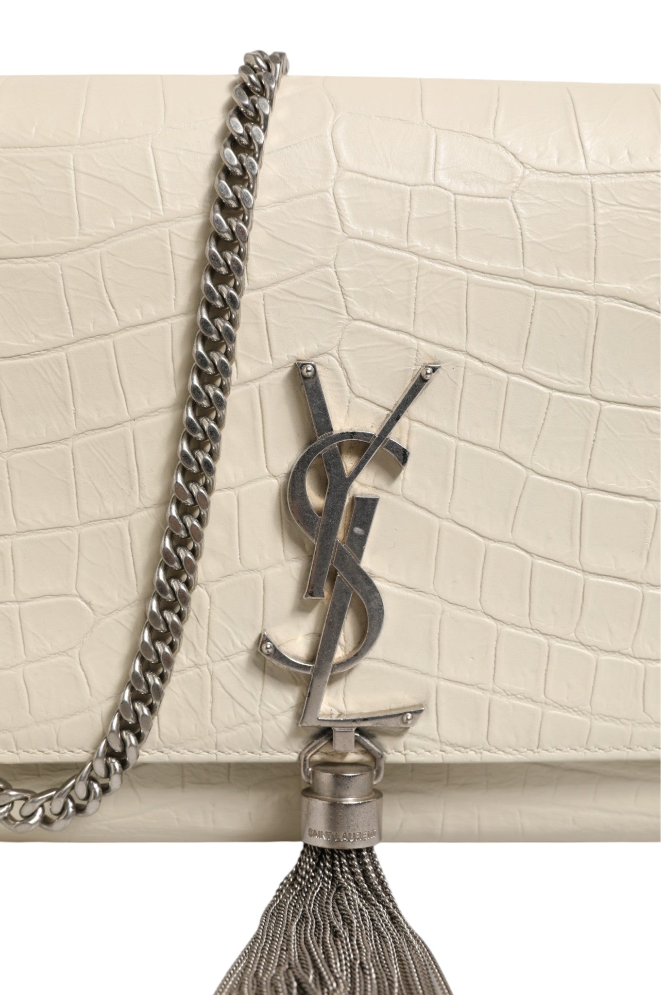 Saint Laurent Kate Tassel Small Croc-Embossed Women's Leather ( )