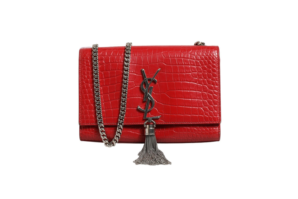 Saint Laurent Kate Tassel Chain Bag in Red Crocodile Embossed Women's Leather ( )
