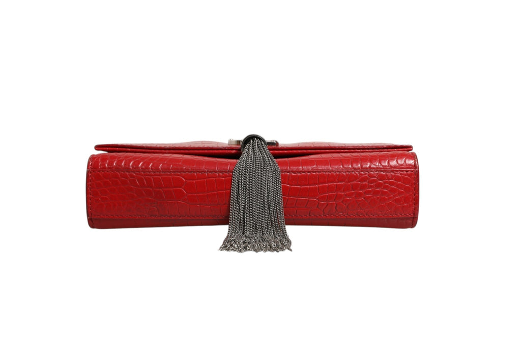 Saint Laurent Kate Tassel Chain Bag in Red Crocodile Embossed Women's Leather ( )