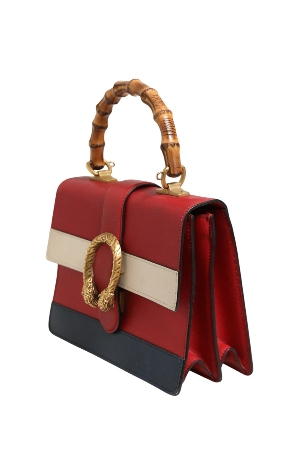 Gucci Dionysus Bamboo Medium Top Handle Bag White Blue Women's Red ( )