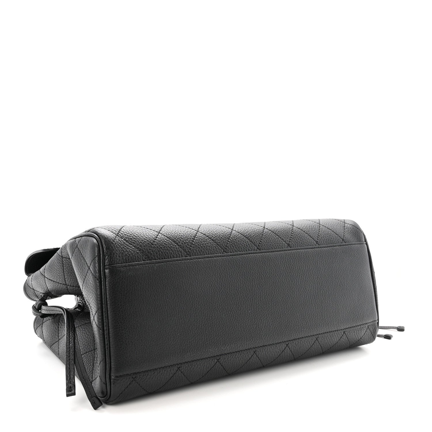 Grained Calfskin Stitched Urban Essentials Large Shopping Bag Black