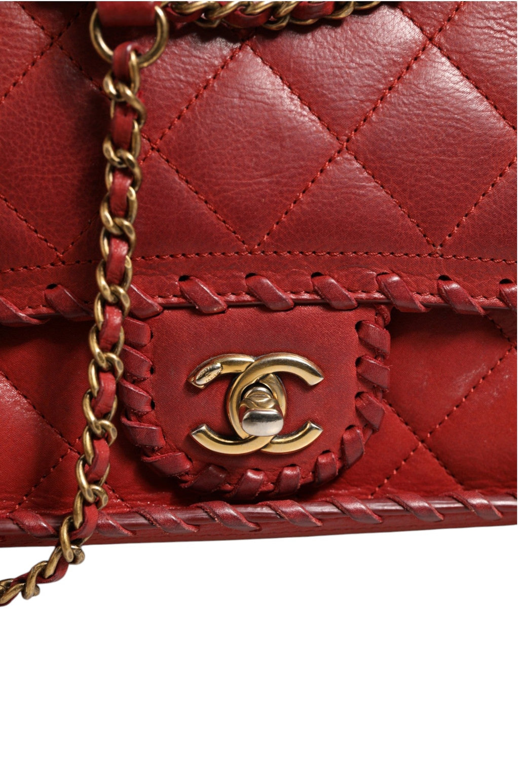Chanel Mini Flap Bag Lambskin Braided Calfskin Gold Tone Women's Metal ( )