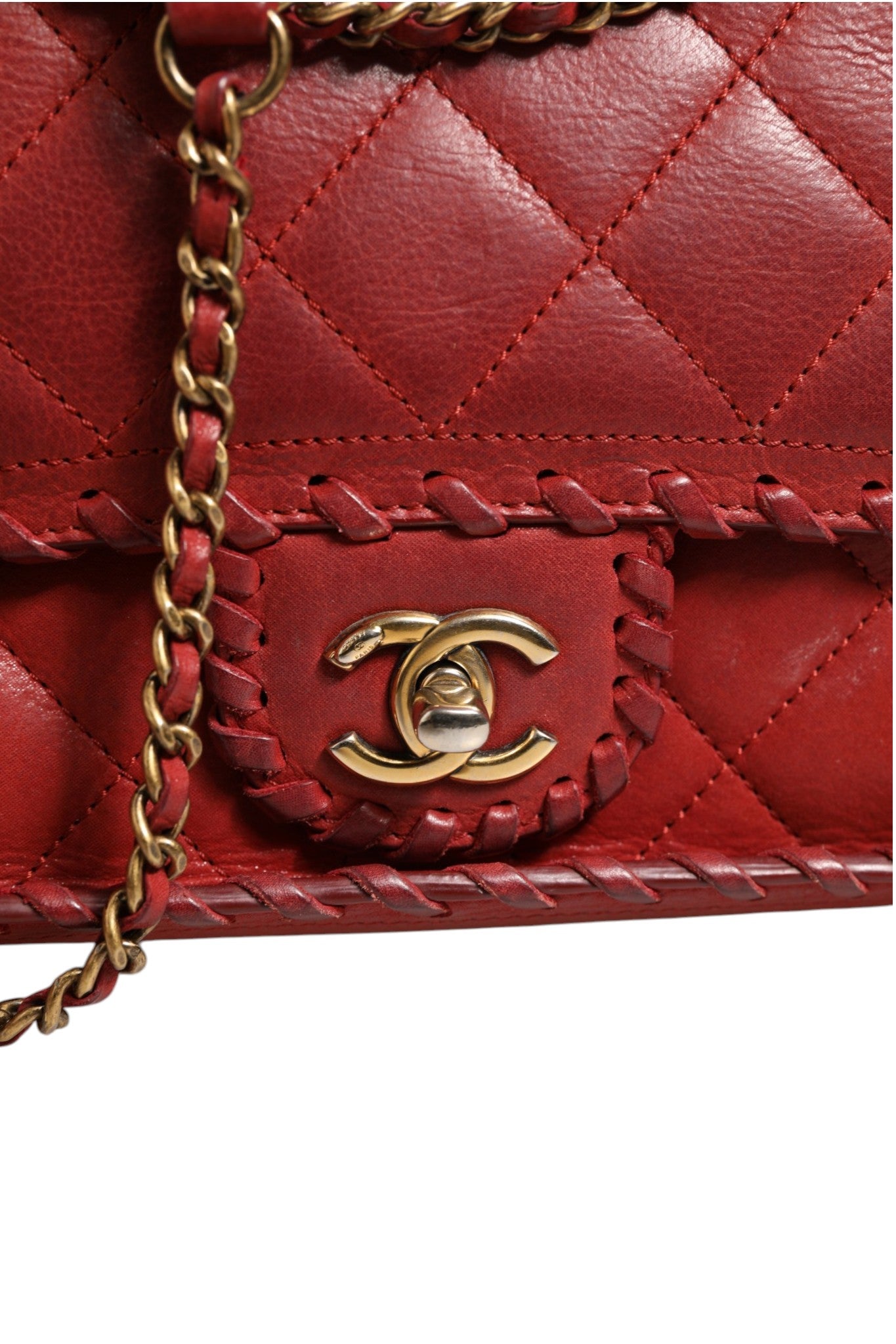 Chanel Mini Flap Bag Lambskin Braided Calfskin Gold Tone Women's Metal ( )