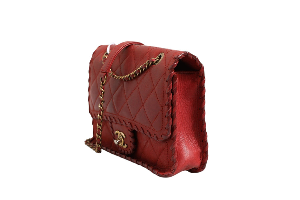 Chanel Mini Flap Bag Lambskin Braided Calfskin Gold Tone Women's Metal ( )