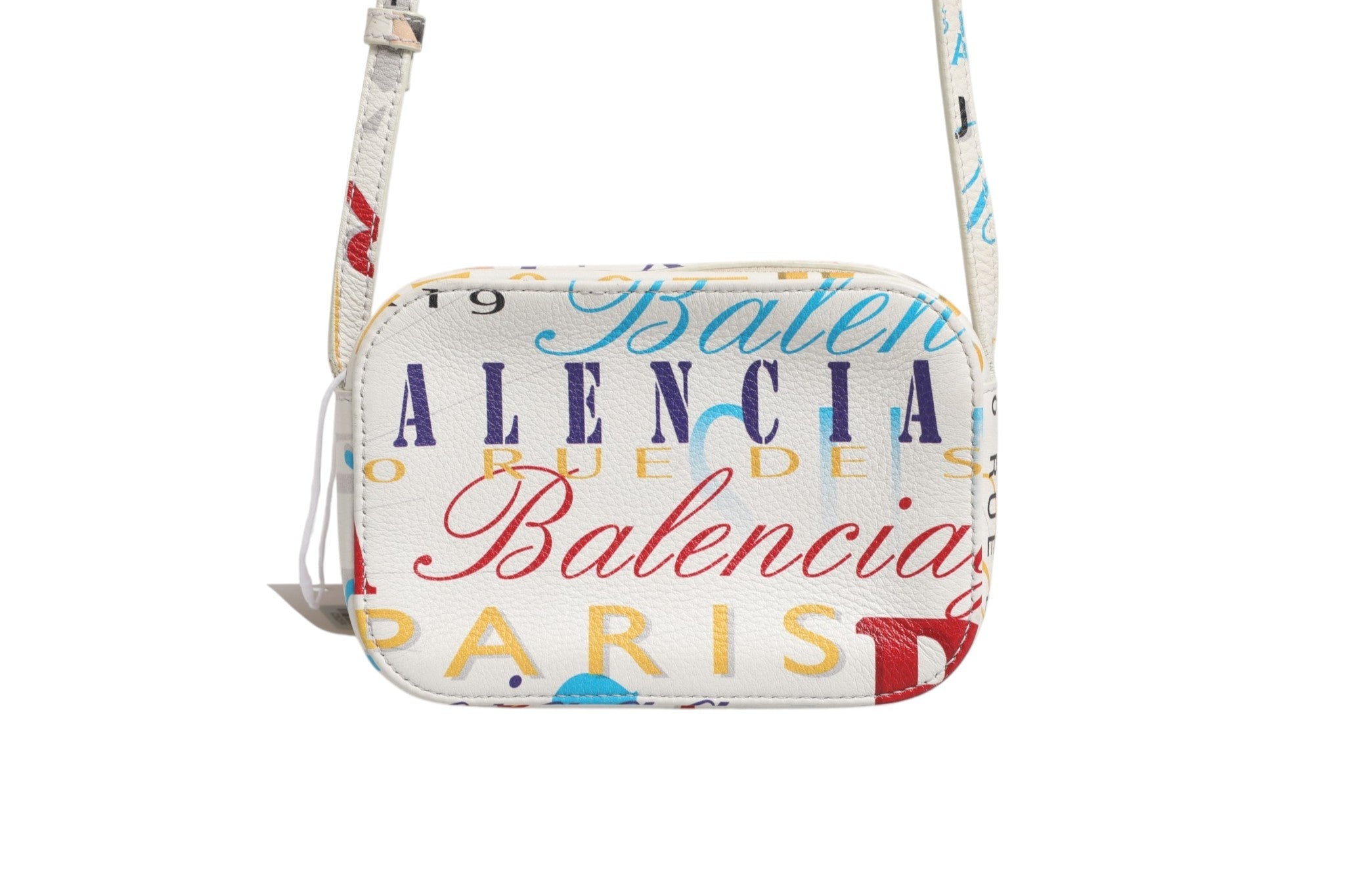 Balenciaga White Graffiti Print Leather Mini City Women's Handbag ( )