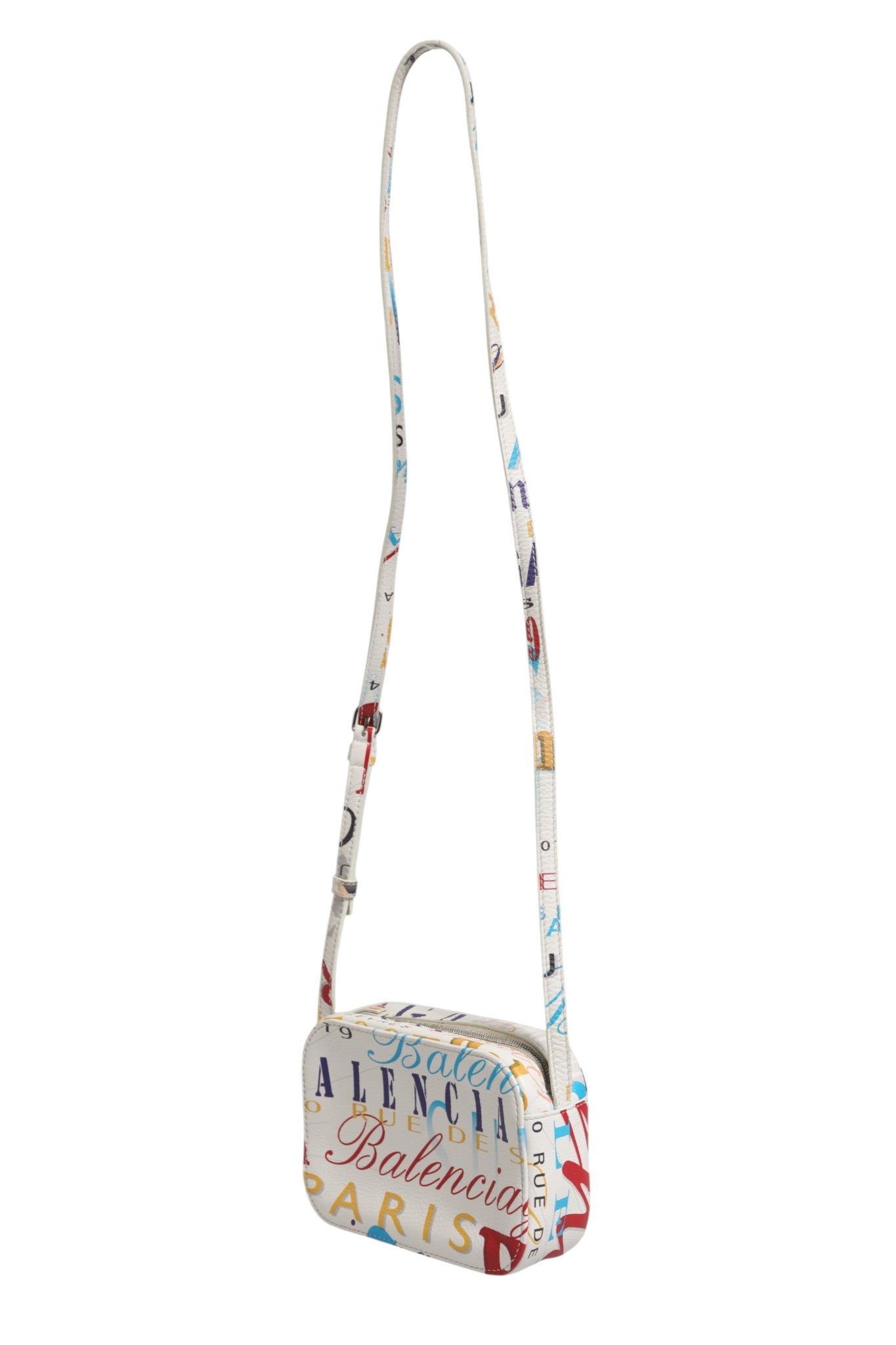 Balenciaga White Graffiti Print Leather Mini City Women's Handbag ( )