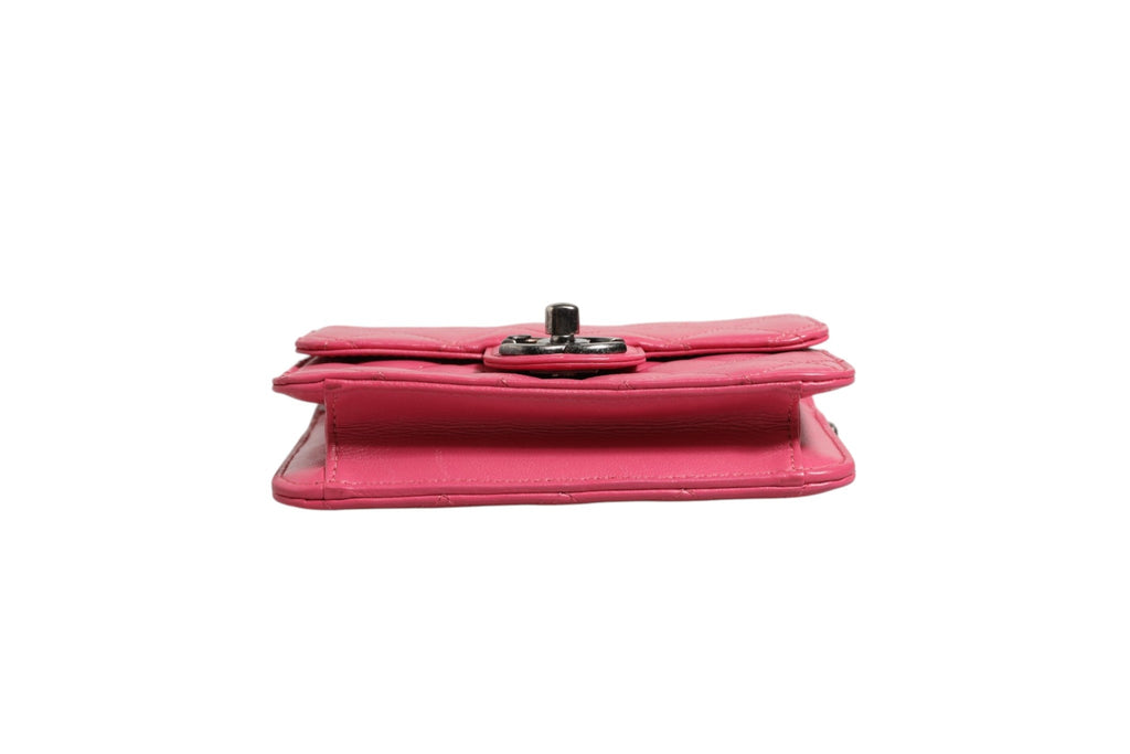 Chanel Pink Quilted Lambskin Leather Classic Square Mini Flap Women's Bag ( )