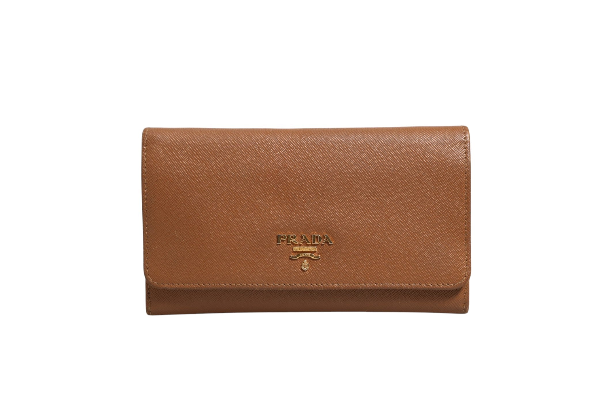 Prada Brown and Gold Wallet Women's Strap ( )