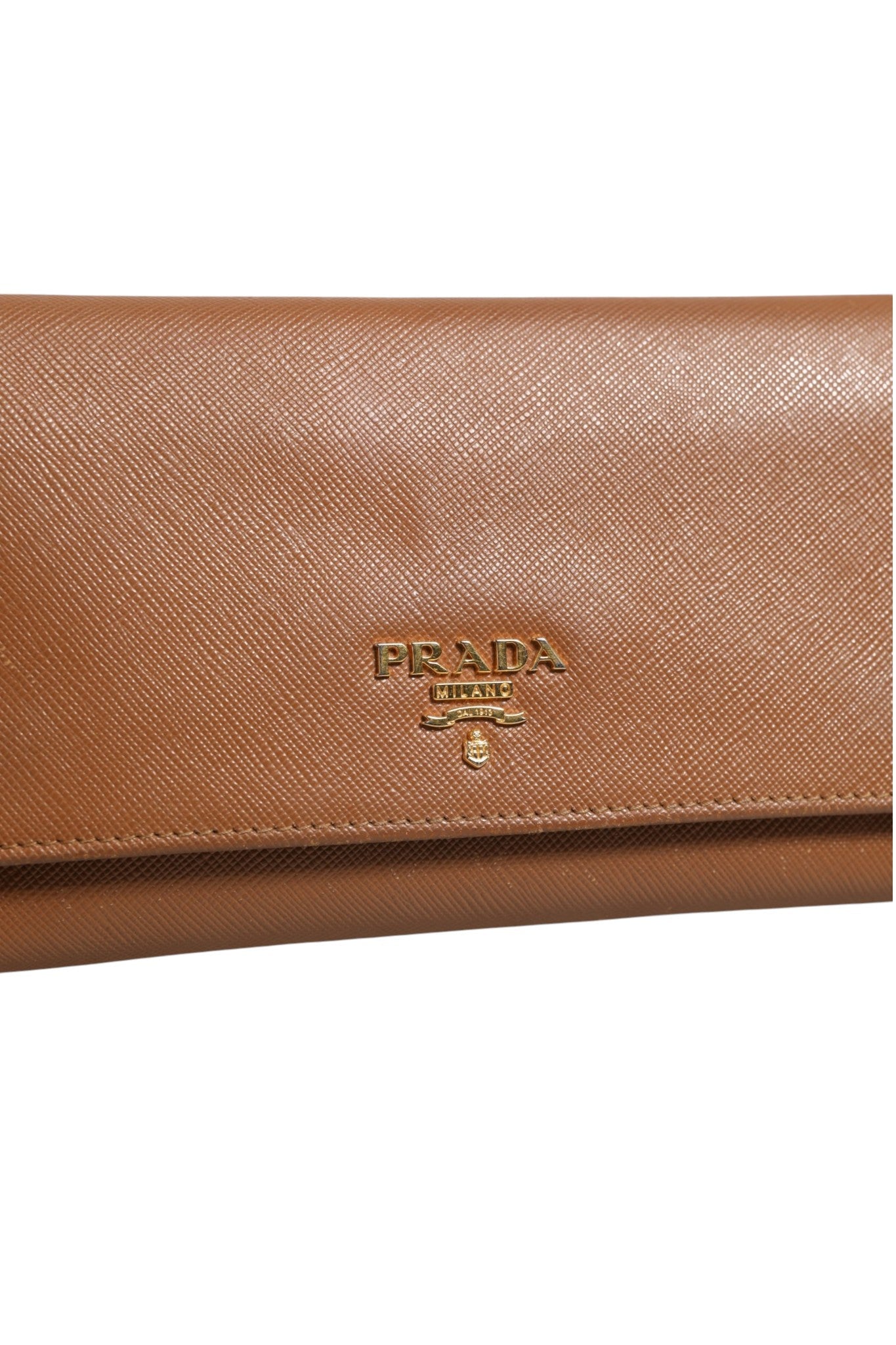 Prada Brown and Gold Wallet Women's Strap ( )
