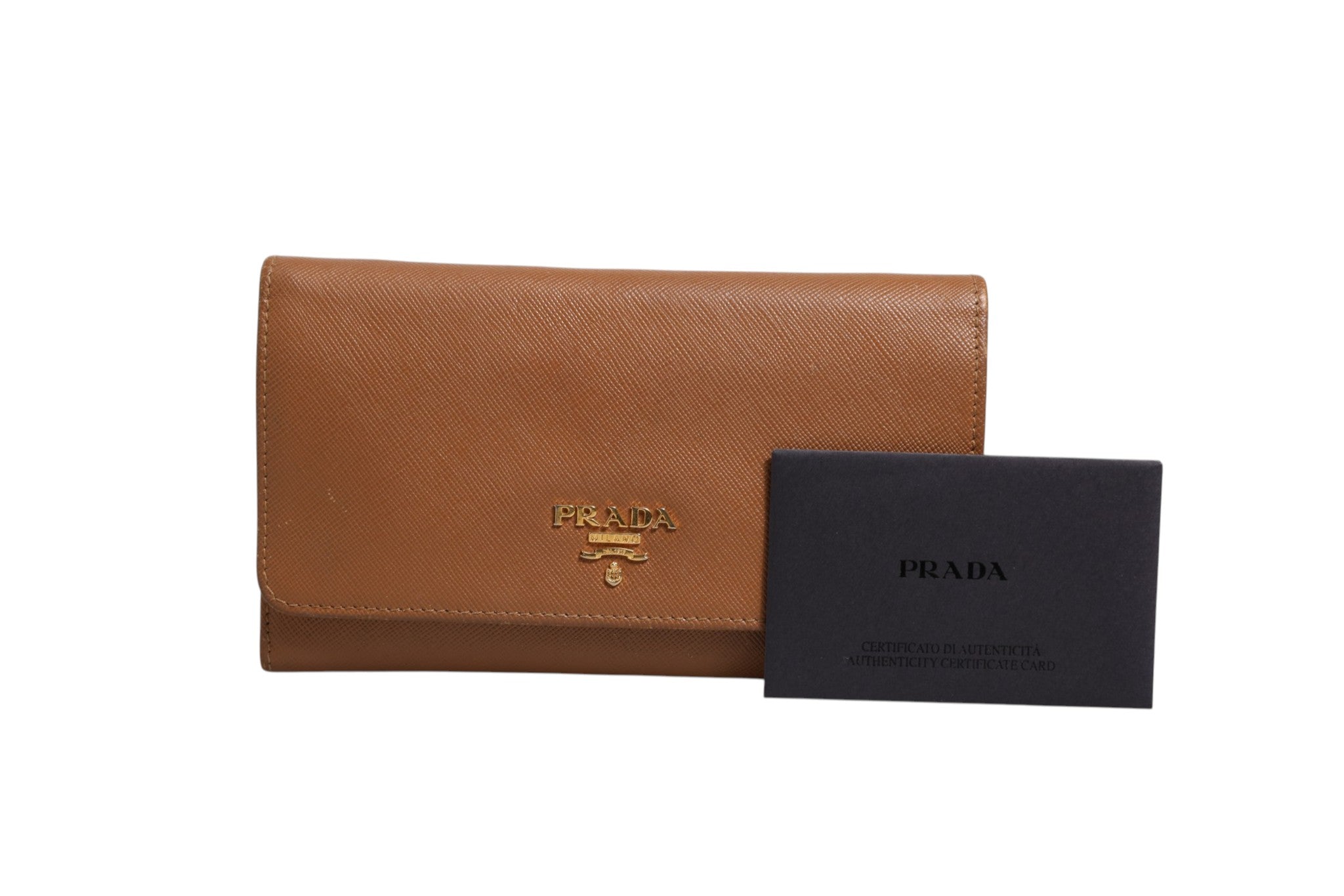 Prada Brown and Gold Wallet Women's Strap ( )