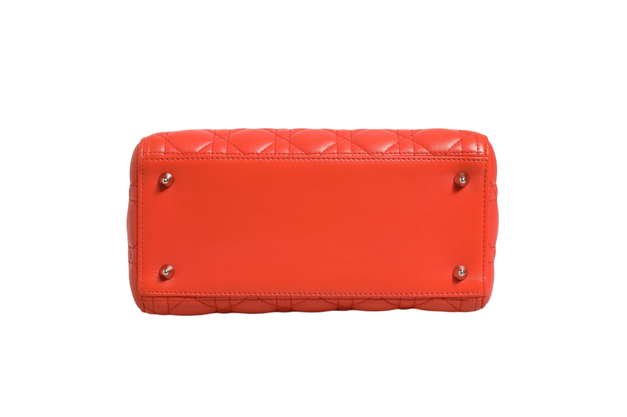 Christian Dior Orange Cannage Lambskin Leather Lady Dior Women's Bag ( )