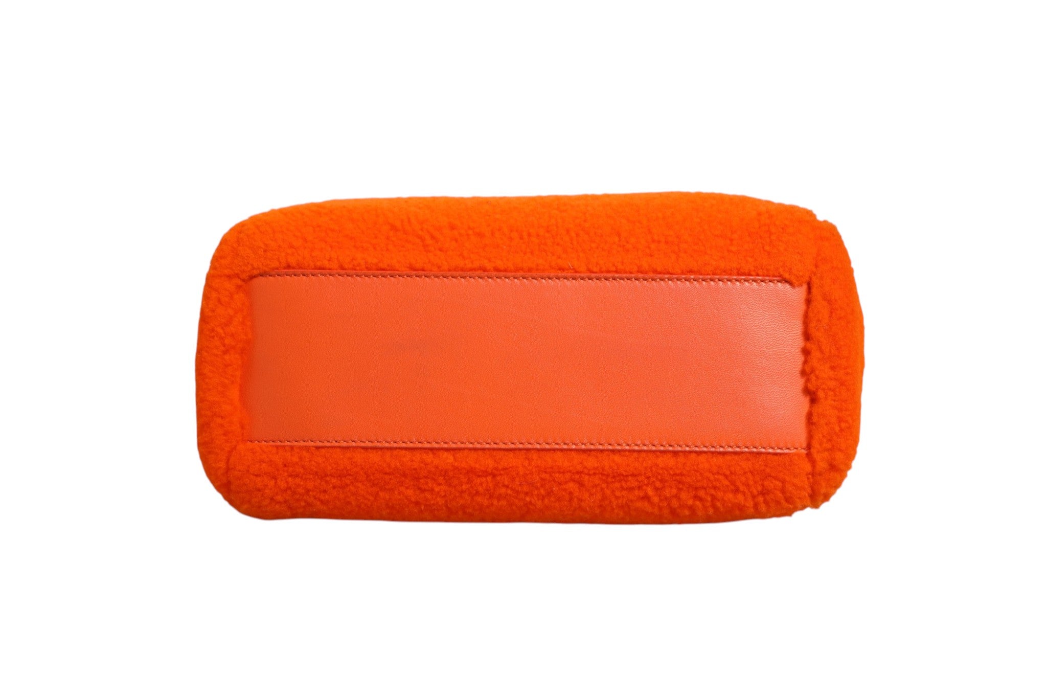 Fendi Orange Leather and Shearling Mini Peekaboo Top Handle Women's Bag ( )