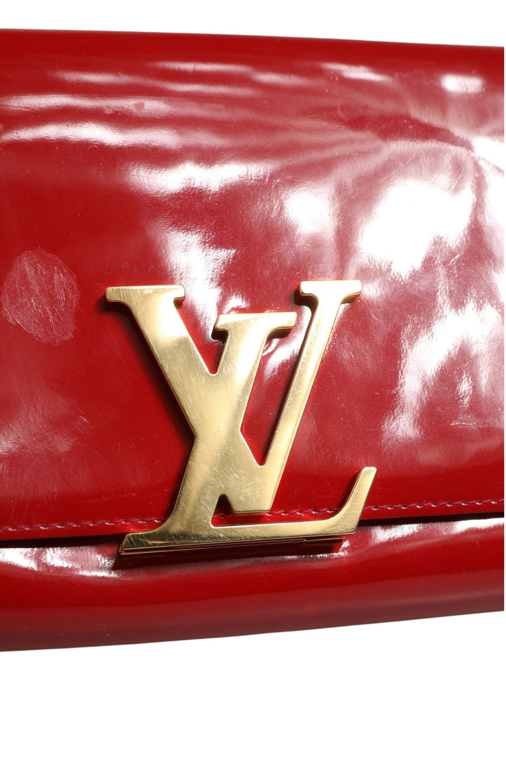 Louis Vuitton Louise PM Red Patent Leather Wallet On Women's Chain ( )