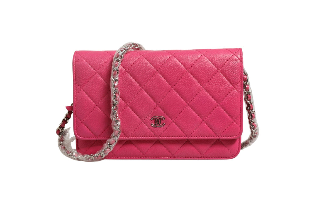 Chanel Pink Quilted Lambskin Wallet On Chain WOC Women's Silver ( )