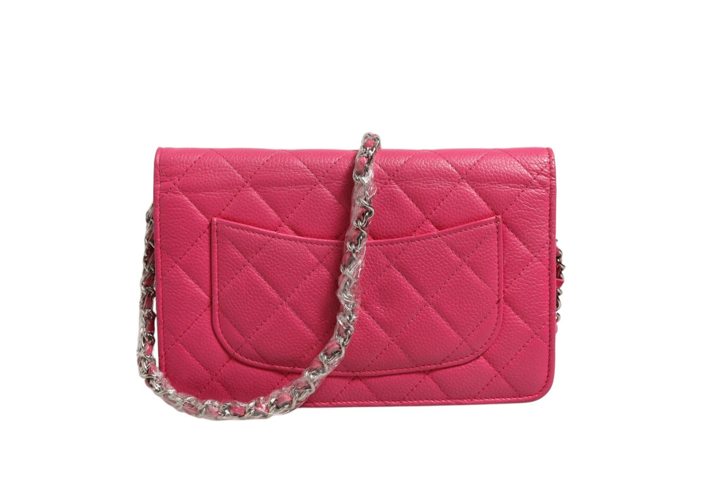 Chanel Pink Quilted Lambskin Wallet On Chain WOC Women's Silver ( )