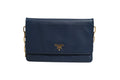 Prada Blue Saffiano Leather Wallet on Chain Clutch Women's Bag ( )