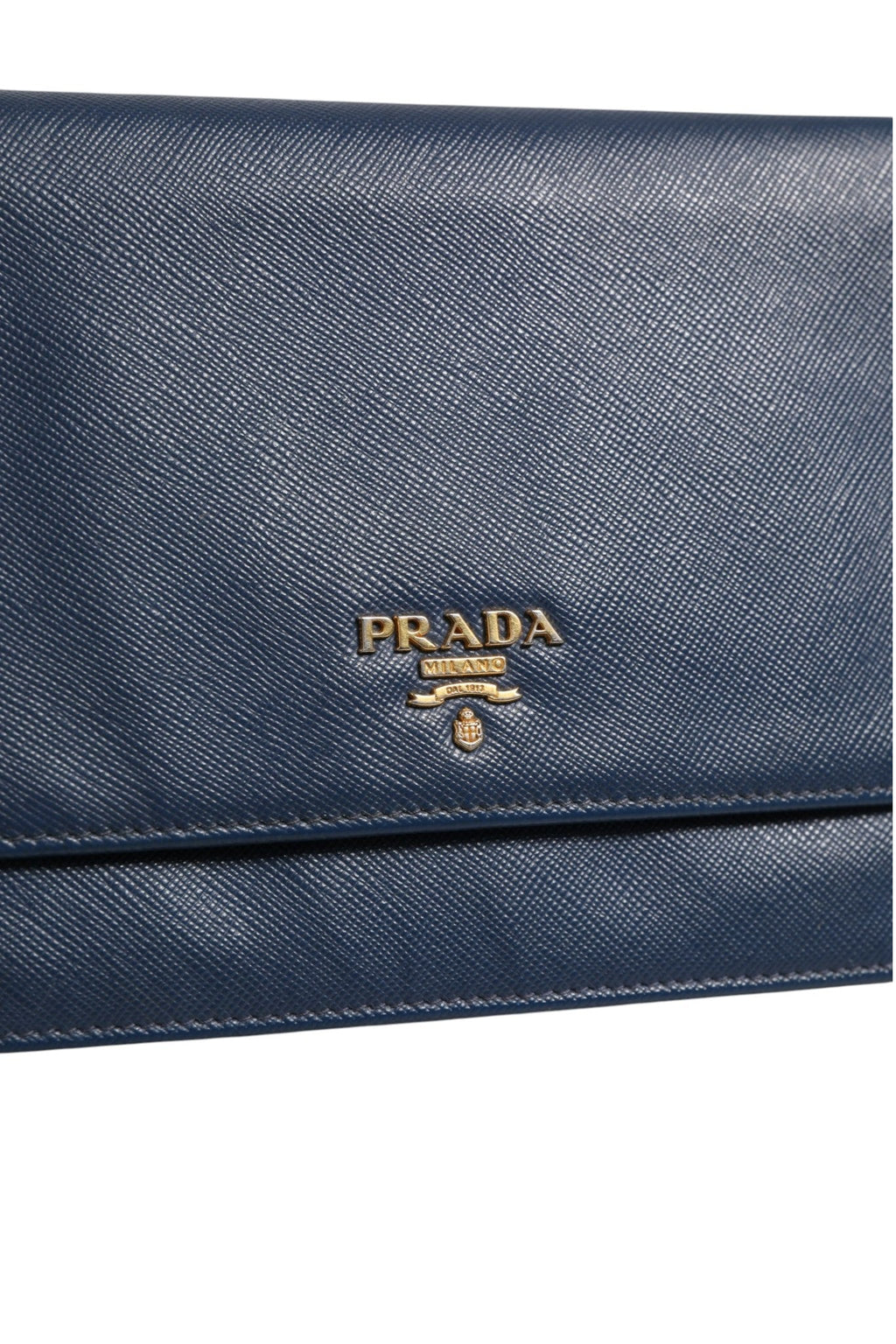 Prada Blue Saffiano Leather Wallet on Chain Clutch Women's Bag ( )