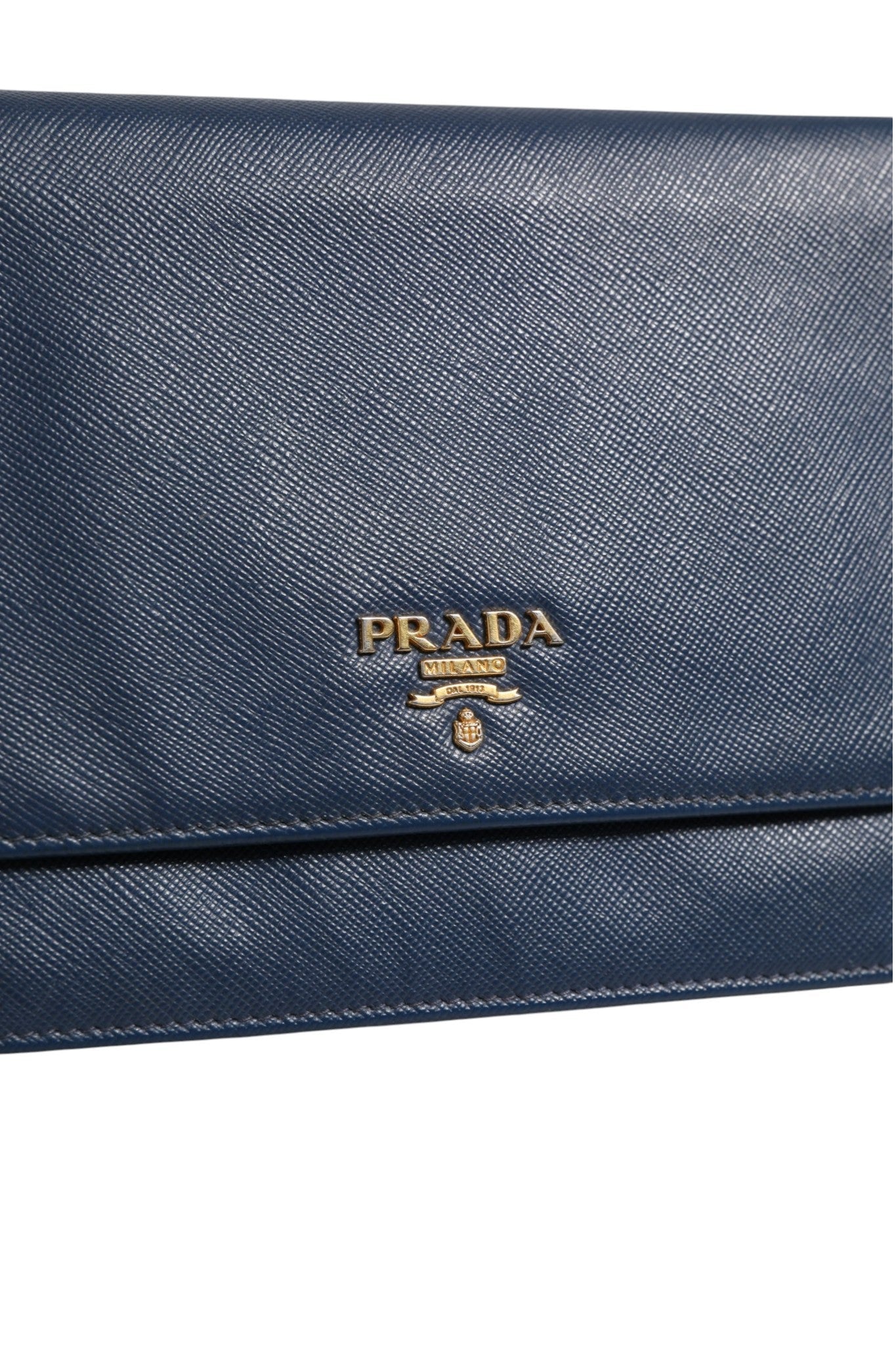 Prada Blue Saffiano Leather Wallet on Chain Clutch Women's Bag ( )