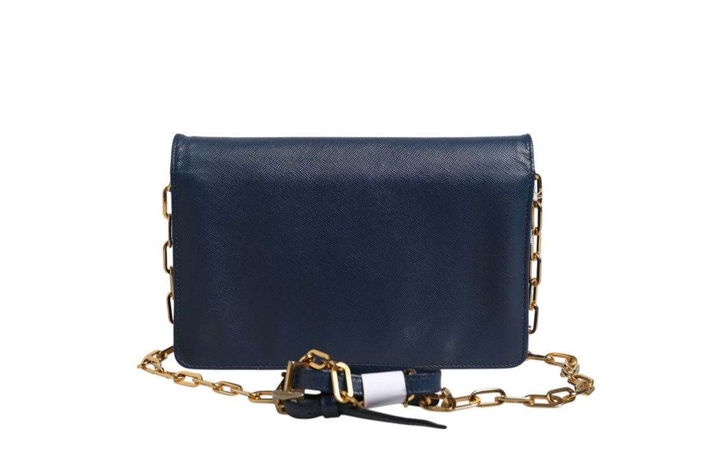 Prada Blue Saffiano Leather Wallet on Chain Clutch Women's Bag ( )