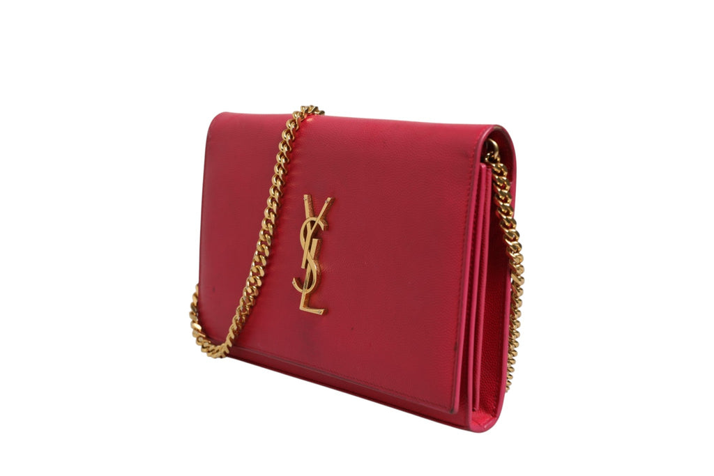 Saint Laurent Red Leather Monogram Wallet on Women's Chain ( )