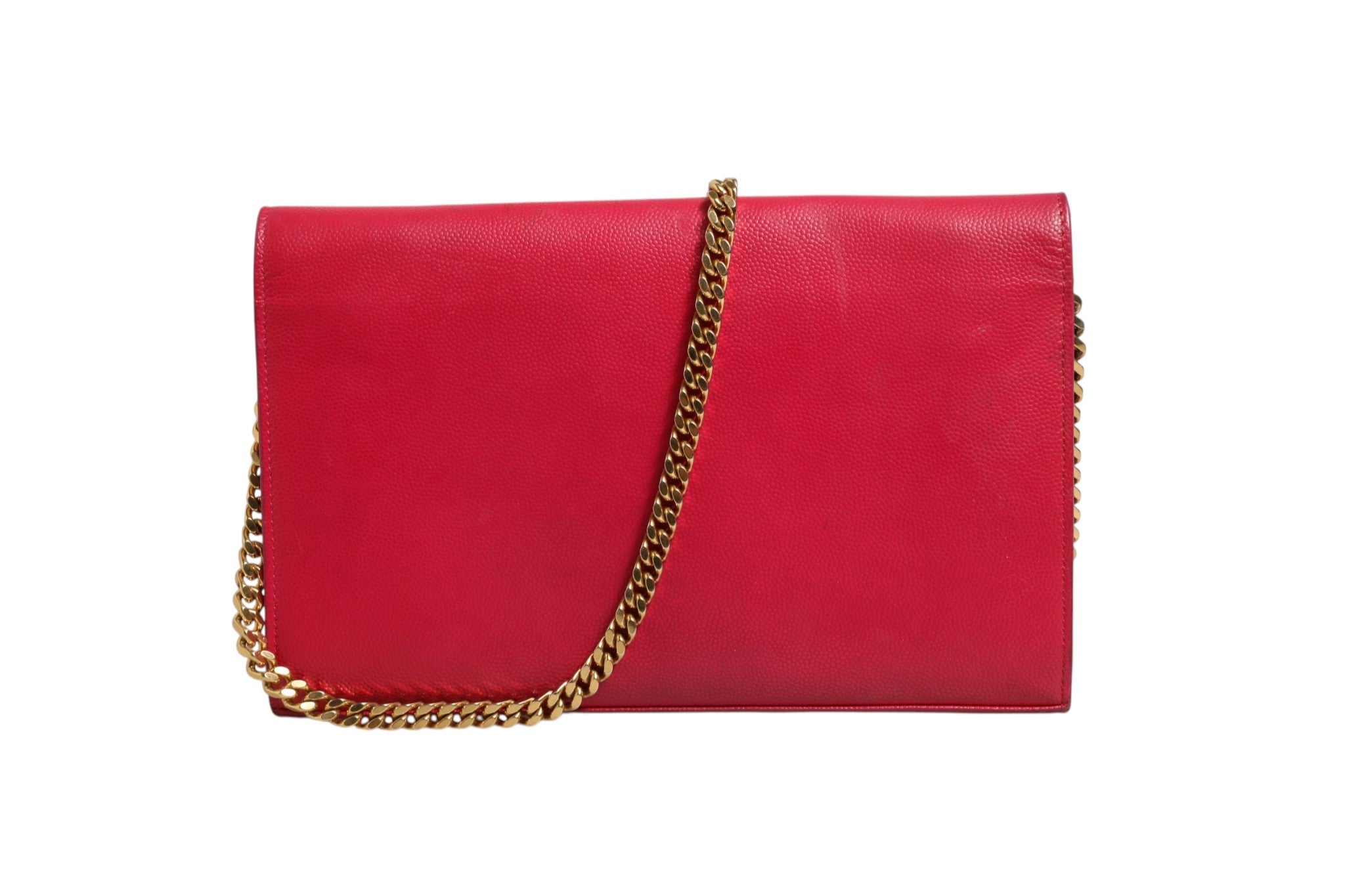 Saint Laurent Red Leather Monogram Wallet on Women's Chain ( )