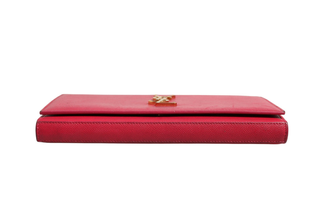 Saint Laurent Red Leather Monogram Wallet on Women's Chain ( )