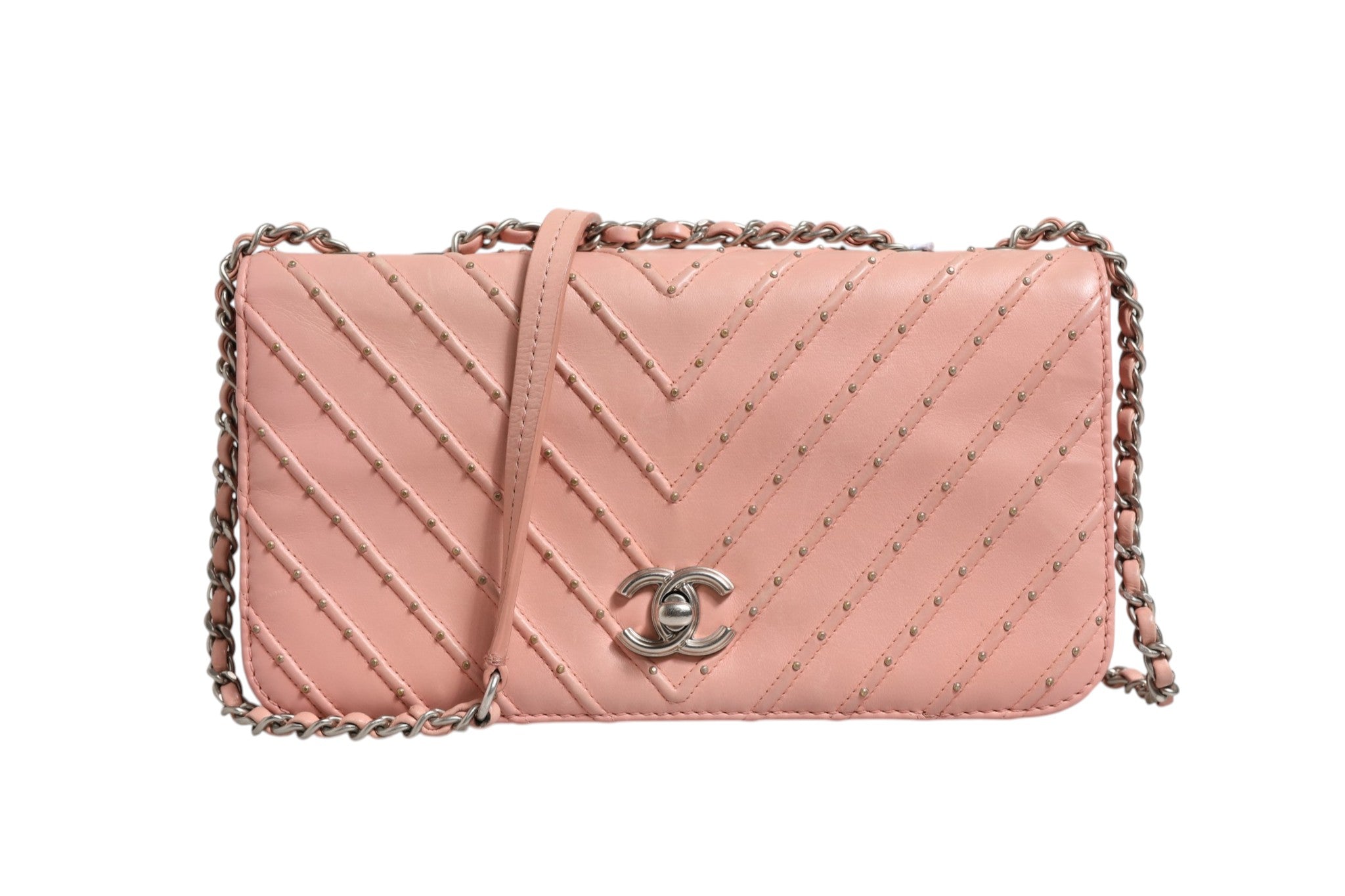 Chanel Small Classic Double Flap Bag Light Pink Women's Chevron ( )