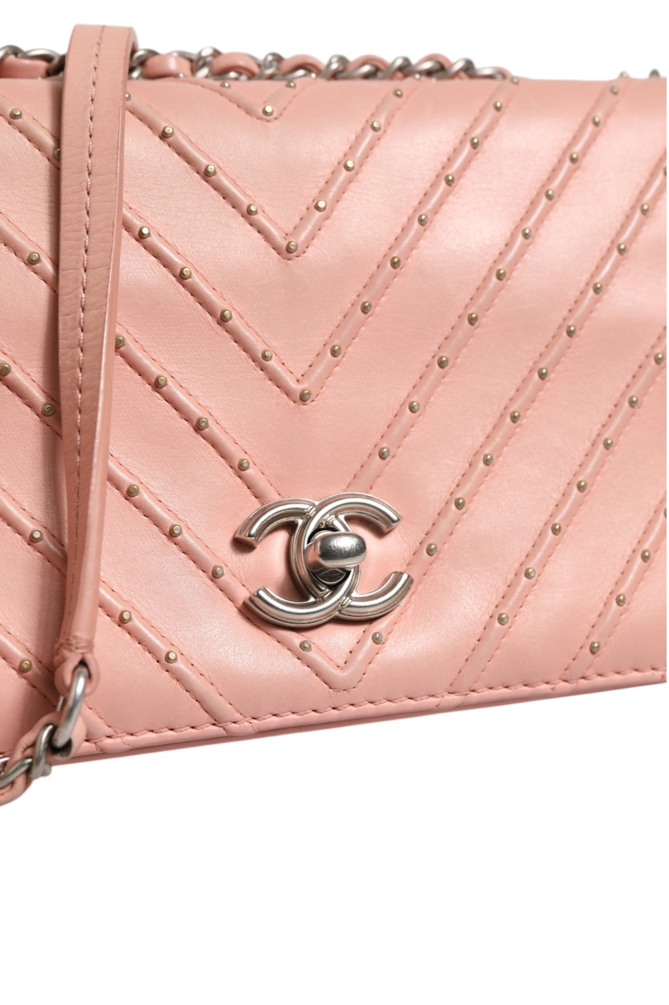 Chanel Small Classic Double Flap Bag Light Pink Women's Chevron ( )
