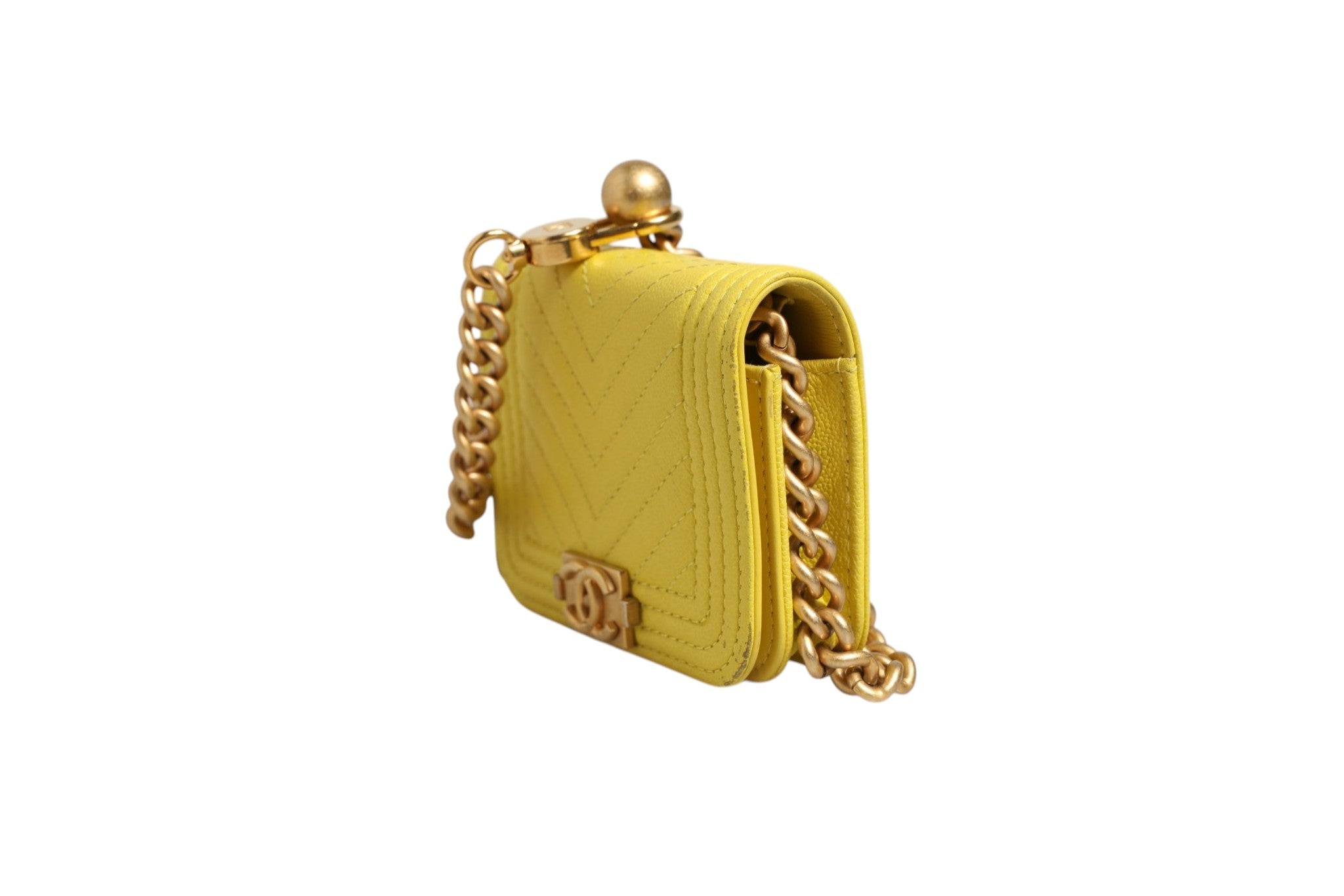 Chanel Crossbody Yellow Leather Women's Bag ( )