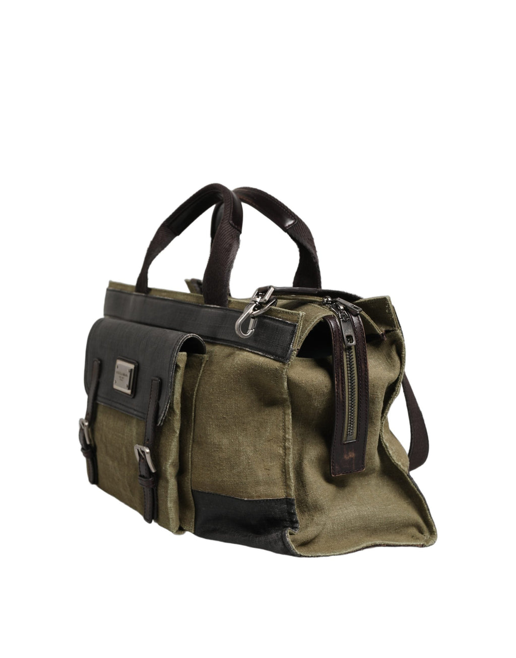 Dolce & Gabbana Military Green Two Tone Tote Duffel Shoulder Borse Men's Bag