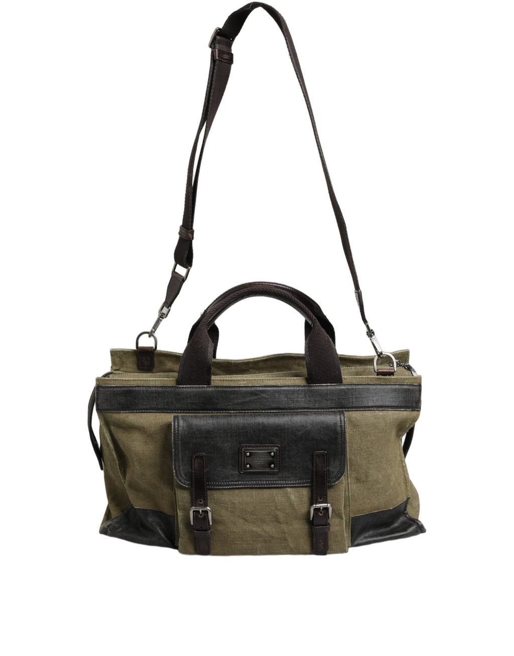 Dolce & Gabbana Military Green Two Tone Tote Duffel Shoulder Borse Men's Bag