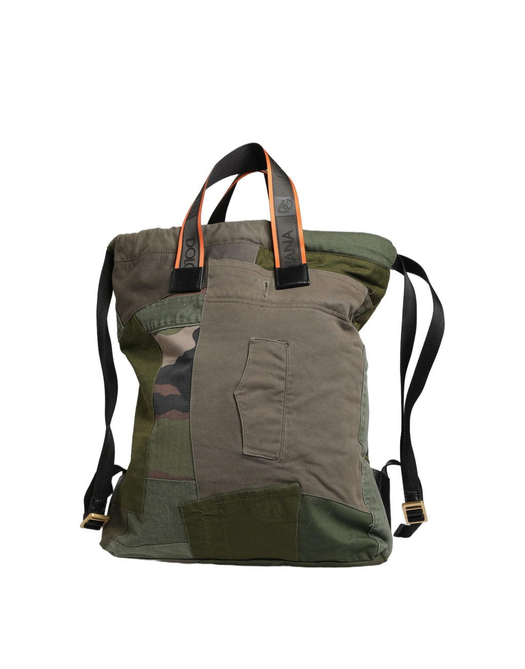 Dolce & Gabbana Military Green Patchwork Rucksack Backpack Borse Men Men's Bag