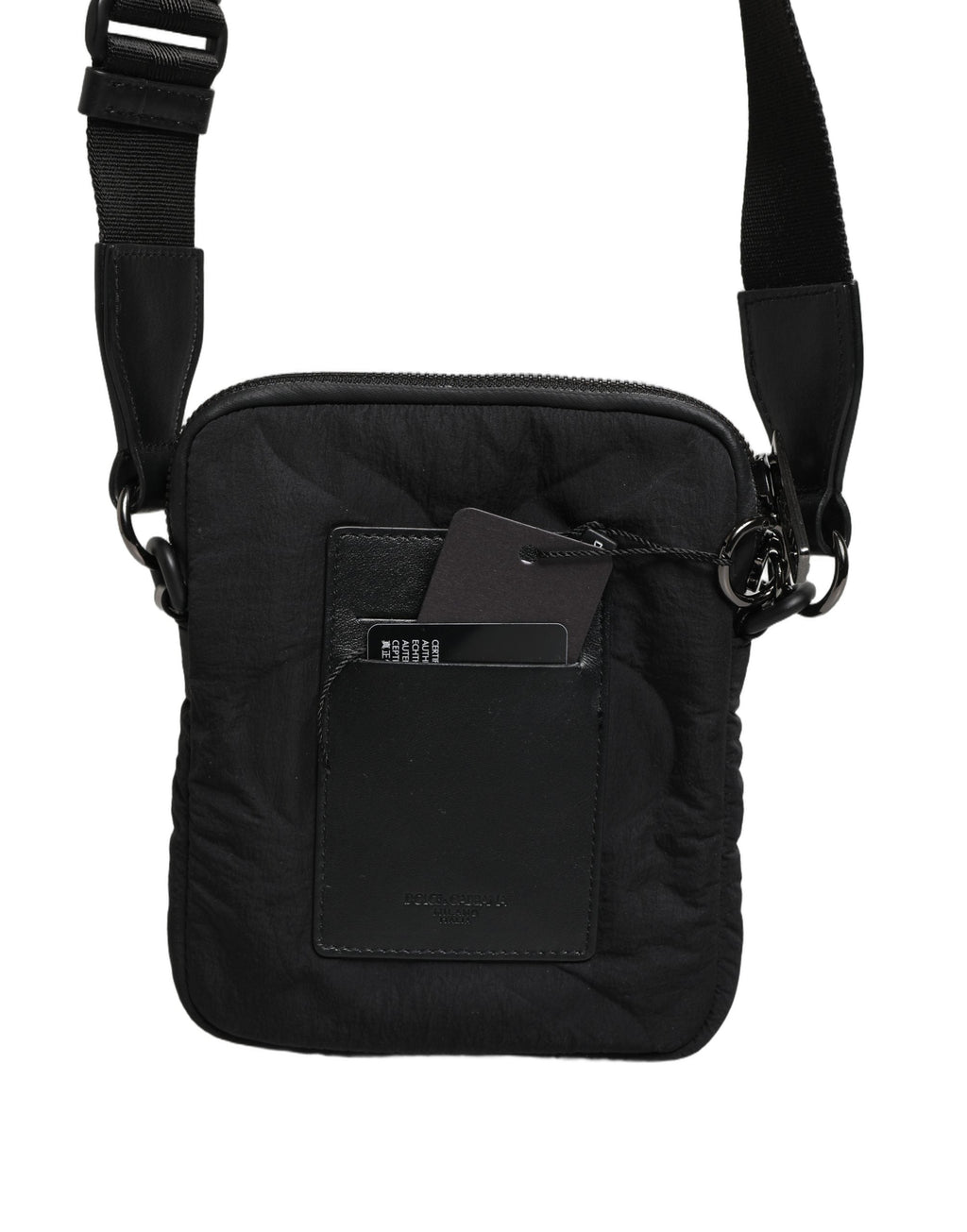 Dolce & Gabbana Black Nylon Rubberized Logo Print Crossbody Borse Men's Bag