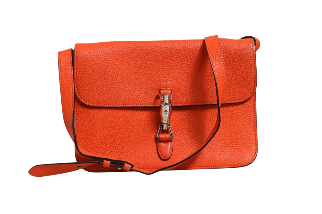 Gucci Jackie Soft Flap Shoulder Bag Leather Women's Orange ( )