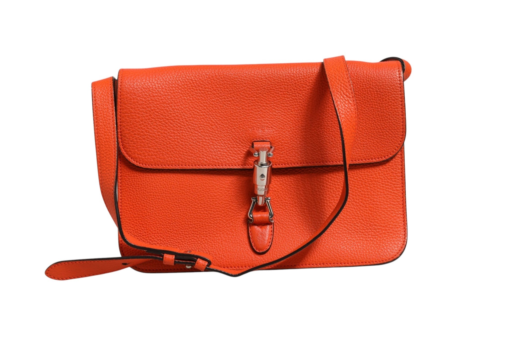 Gucci Jackie Soft Flap Shoulder Bag Leather Women's Orange ( )
