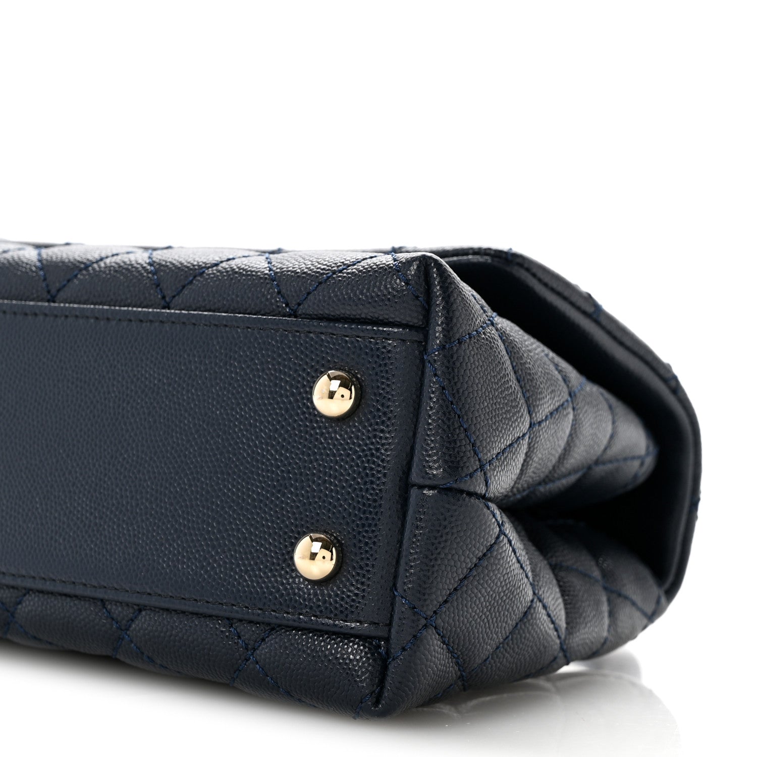 Caviar Quilted Lizard Embossed Mini Coco Handle Flap Navy Blue