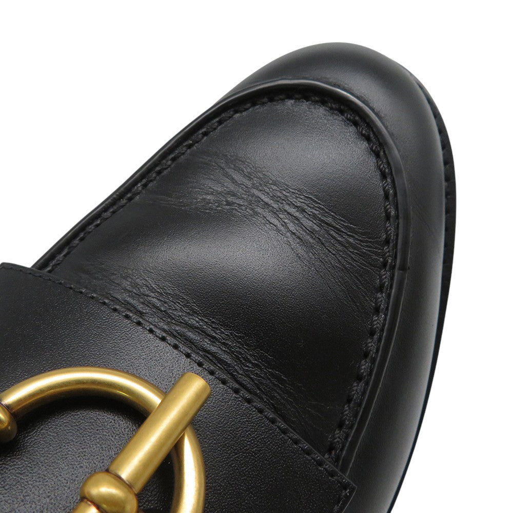 HERMES Mocassins Impact Black251228Z Calf Leather Size 36 1/2