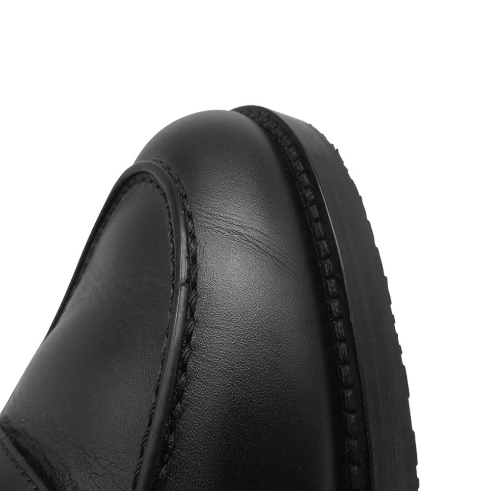 HERMES Mocassins Impact Black251228Z Calf Leather Size 36 1/2