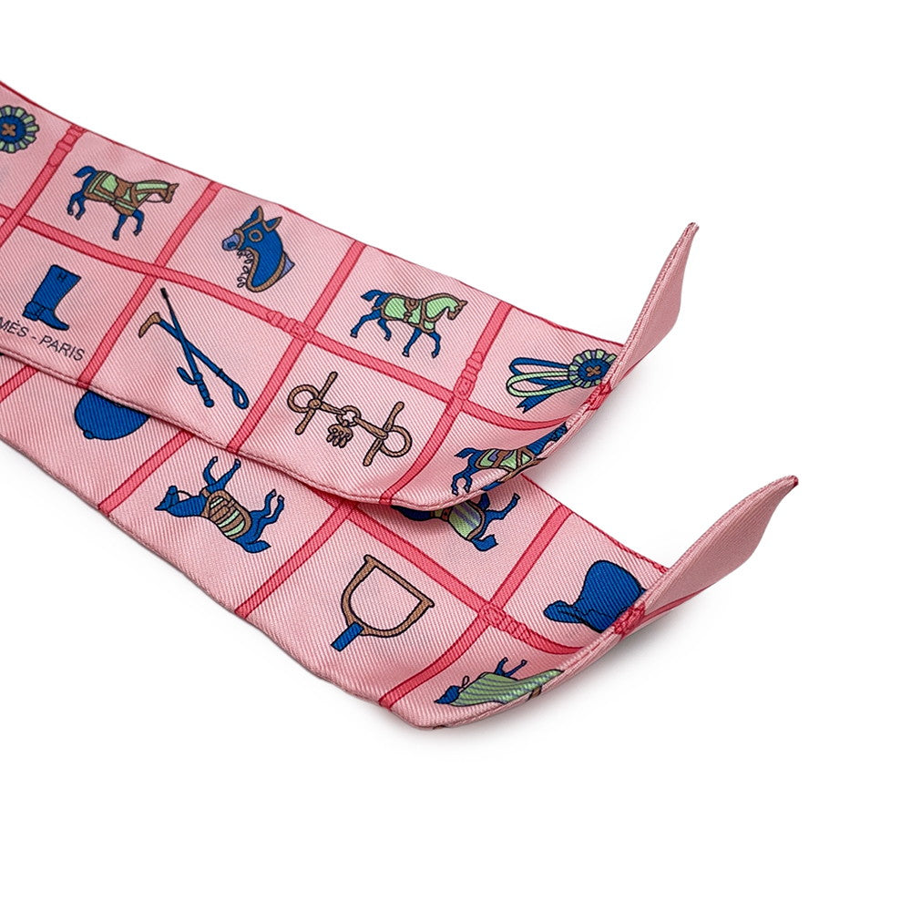 HERMES Twilly Horsewear Couvertures et Tenues Rose/Blue/VertH061356S Silk100%