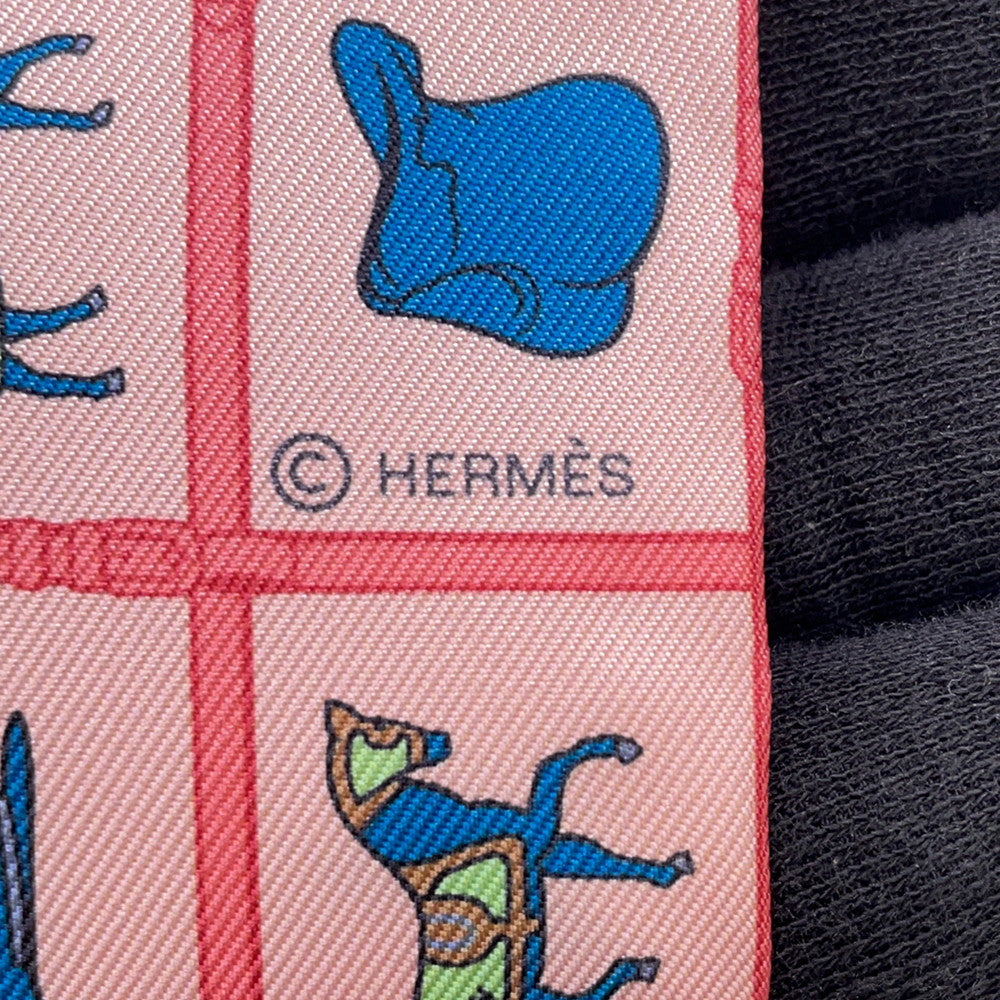 HERMES Twilly Horsewear Couvertures et Tenues Rose/Blue/VertH061356S Silk100%