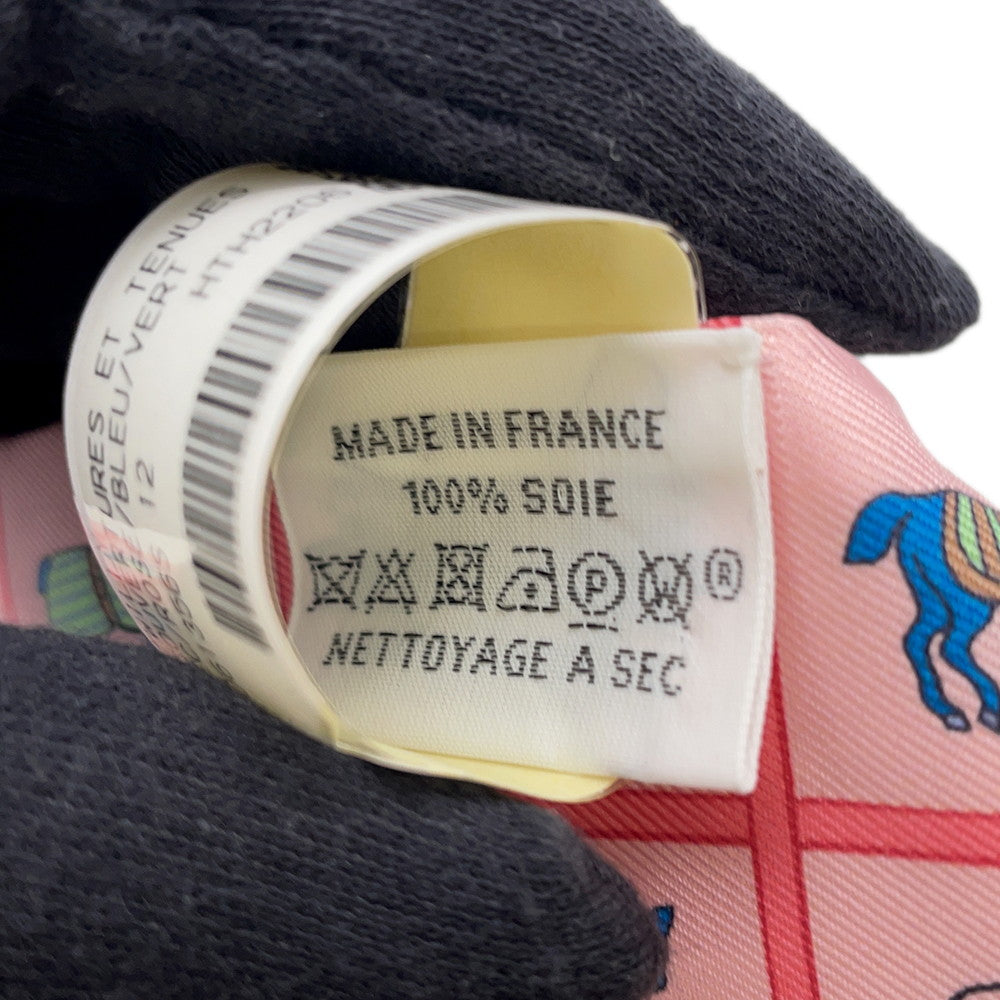 HERMES Twilly Horsewear Couvertures et Tenues Rose/Blue/VertH061356S Silk100%