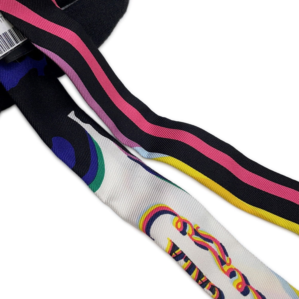 HERMES Twilly Doll BRIDES DE GALA SHADOW Black/Jaune/Multicolor153415SU02 Silk100%