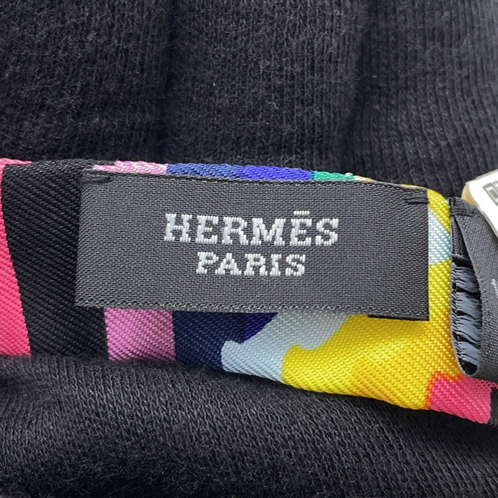 HERMES Twilly Doll BRIDES DE GALA SHADOW Black/Jaune/Multicolor153415SU02 Silk100%
