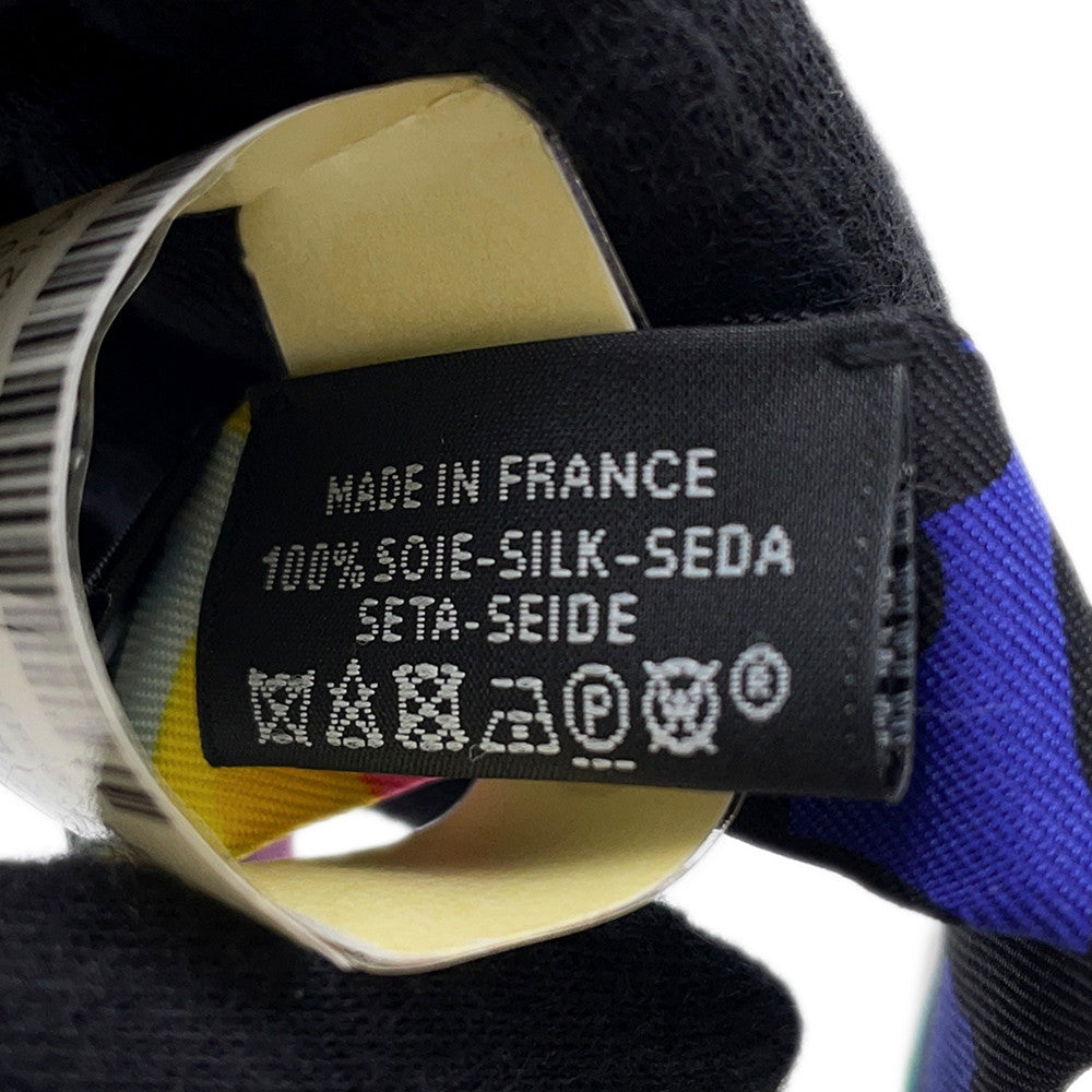 HERMES Twilly Doll BRIDES DE GALA SHADOW Black/Jaune/Multicolor153415SU02 Silk100%